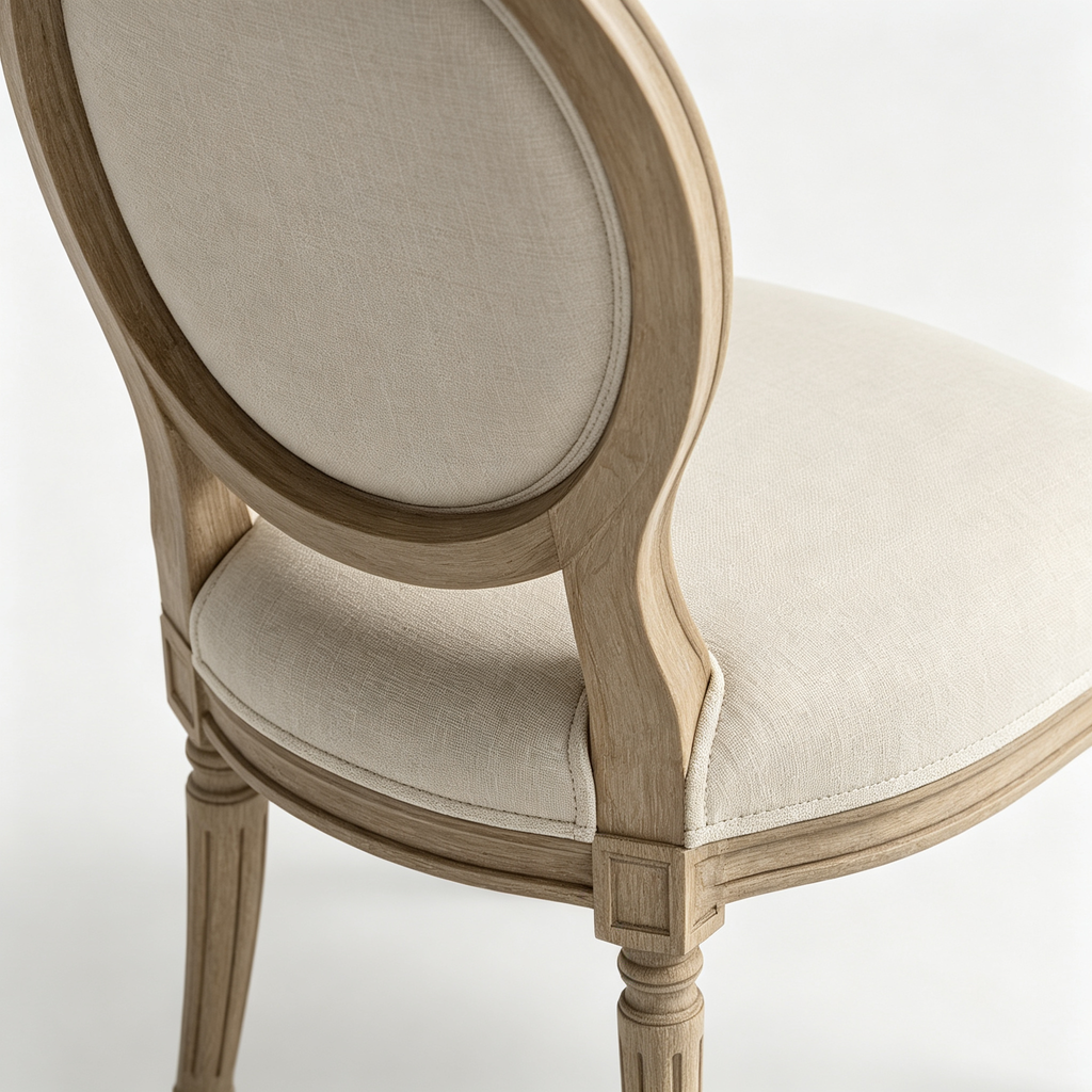 Hunter Braed Portland Dining Chairs - Linen Fabric Upholstered Wooden Chairs, Set of 2, Saddle Brown