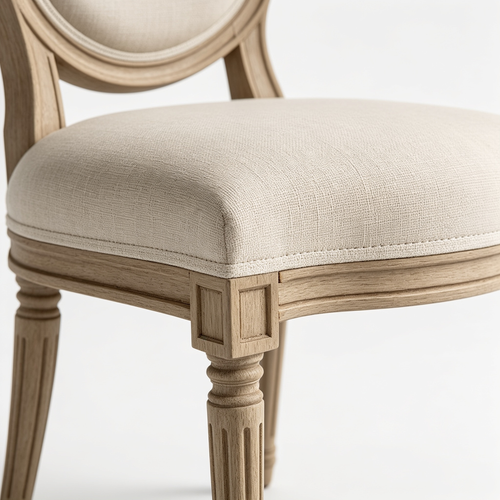 Hunter Braed Portland Dining Chairs - Linen Fabric Upholstered Wooden Chairs, Set of 2, Saddle Brown
